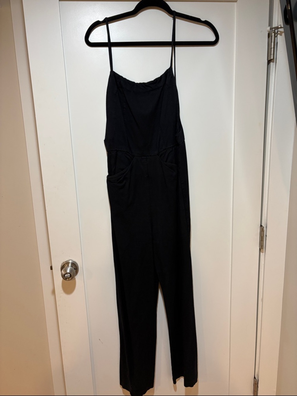 Reformation Black Spaghetti-Strap Jumpsuit